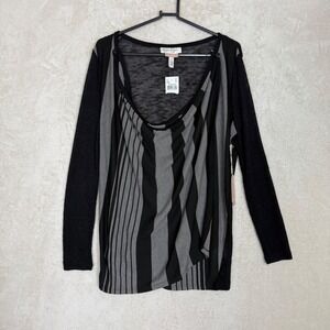 Jessica Simpson NWT Nursing Top Black Grey Striped Cowl Neck Maternity Size S